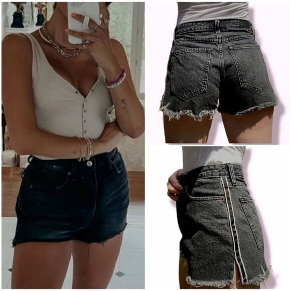 Abercrombie & Fitch Annie High Rise Shorts with Black & White Racer Stripes, 24 - Picture 3 of 16